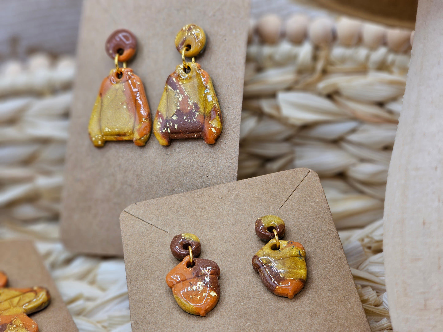 Mushroom - Mosaic Autumn #2 Polymer Clay Earrings