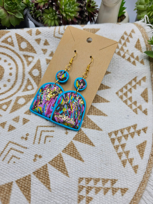 Polymer Clay Blue colourful Earrings