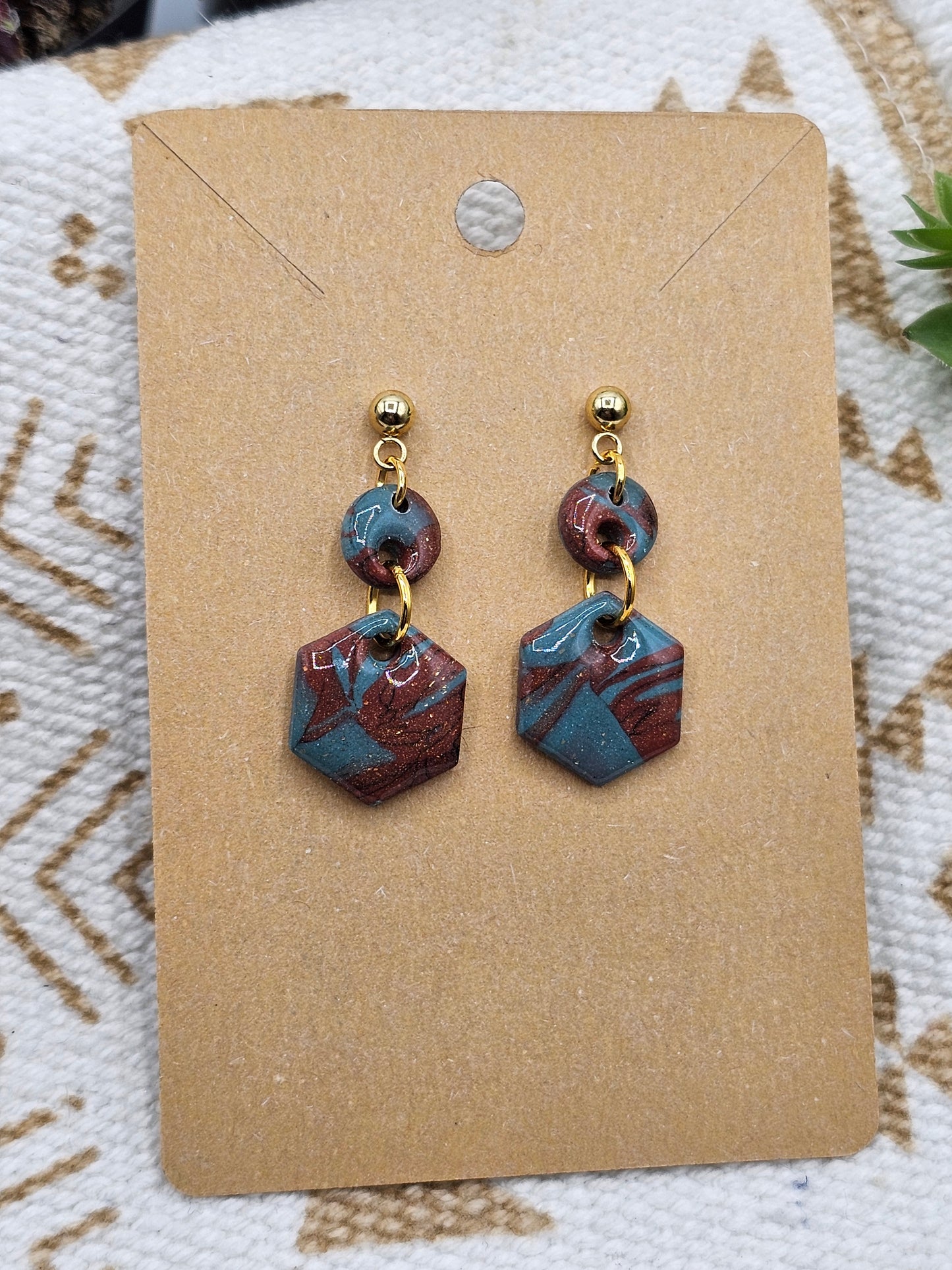 Polymer Clay Brown Blue Marble 4