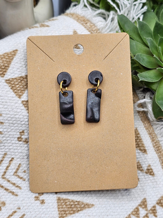 Black faux Leather Polymer Clay studs