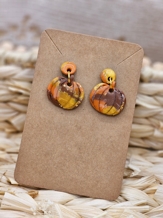 Pumpkin  - Mosaic Autumn #1 Polymer Clay Earrings