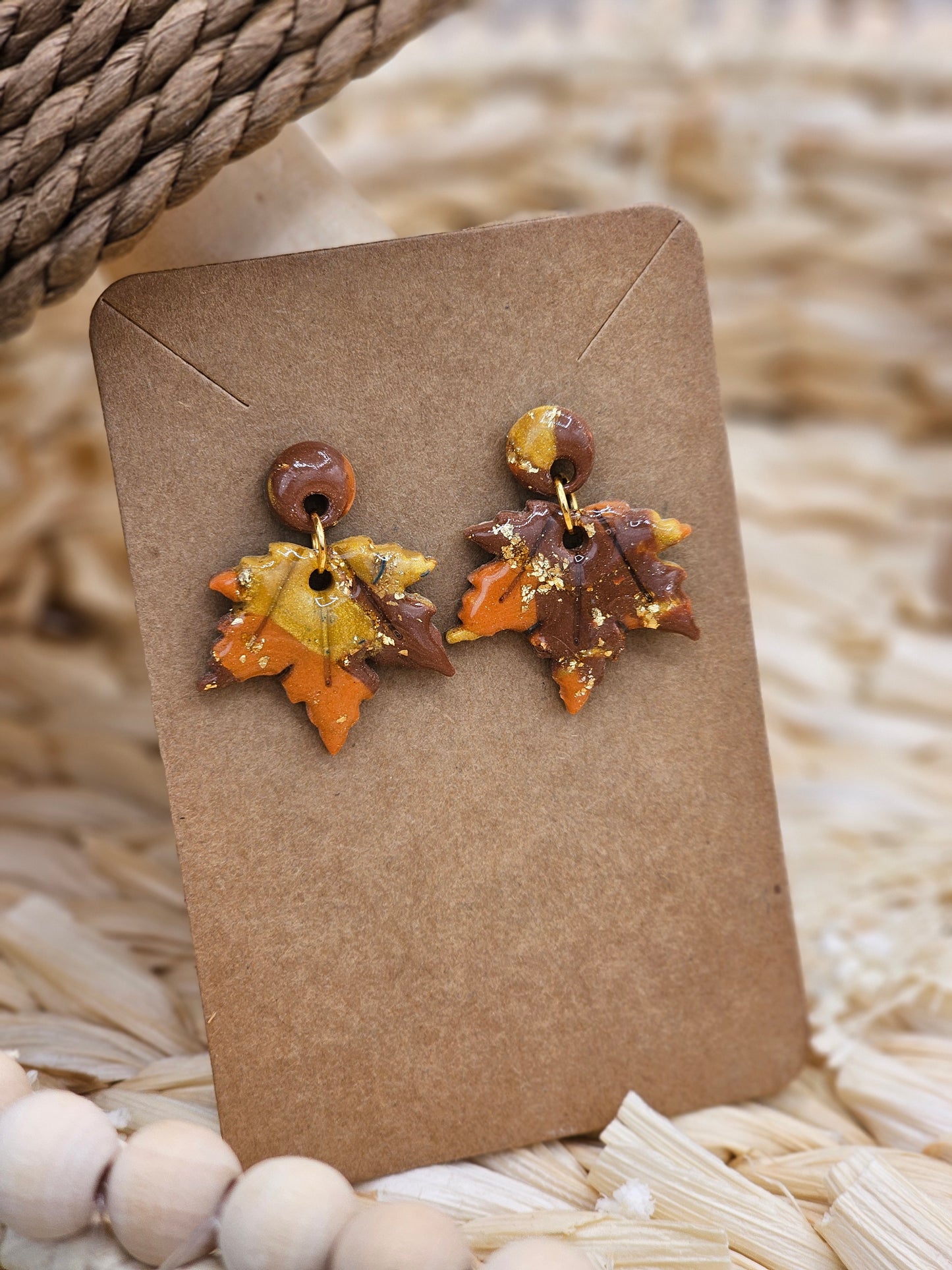 Autumn Leaves   - Mosaic Autumn #1 Polymer Clay Earrings