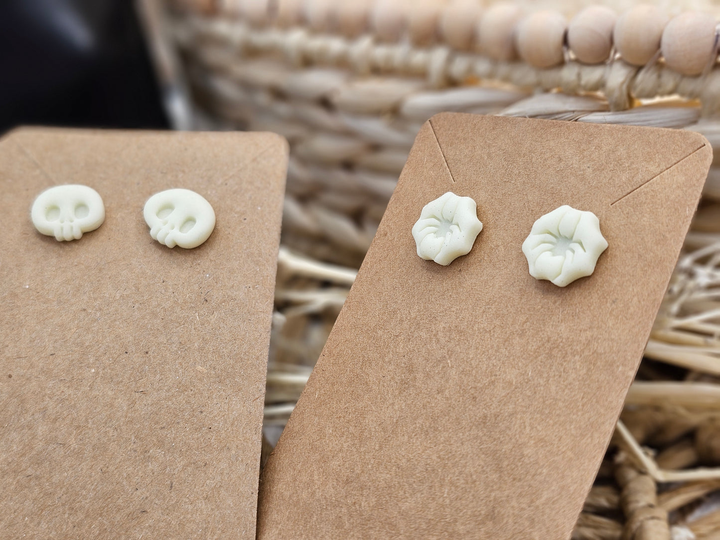 Spiderweb - Halloween Glow in the dark Studs Polymer Clay Earrings