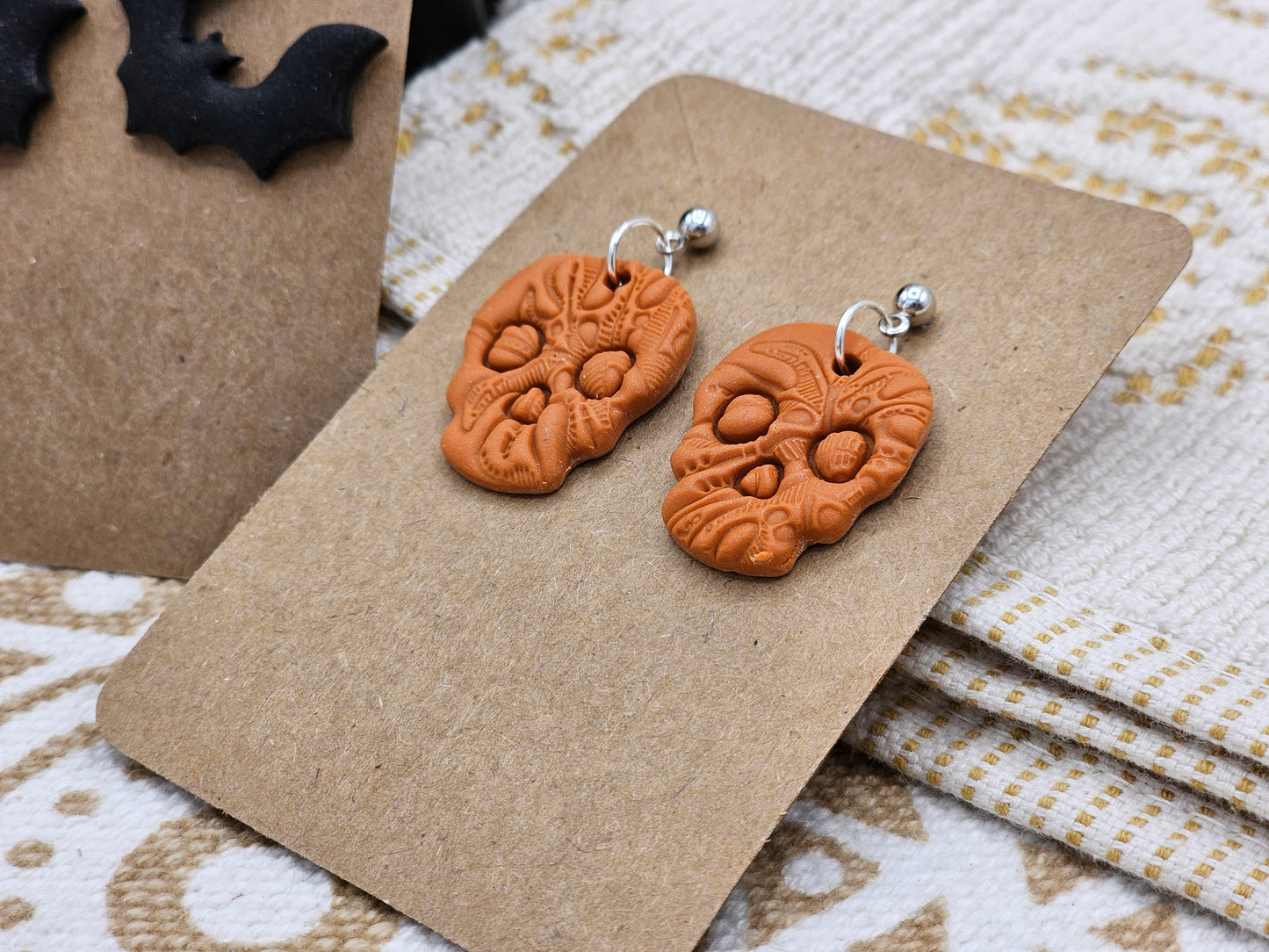 Scary Pumpkin  - Halloween selection #3 Polymer Clay Earrings