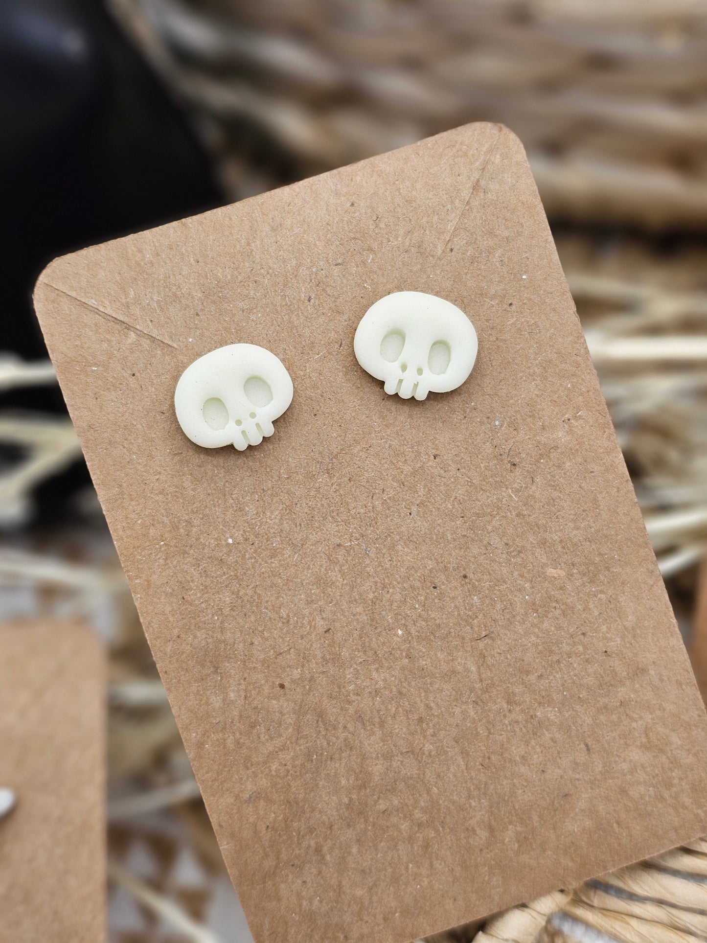 Skeleton - Halloween Glow in the Dark Studs Polymer Clay Earrings