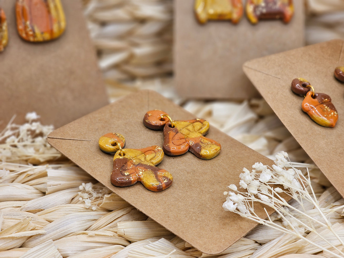 Mushroom - Mosaic Autumn #2 Polymer Clay Earrings