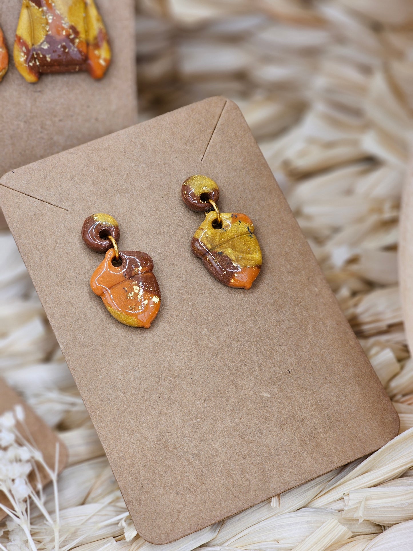 Acorn - Mosaic Autumn #2 Polymer Clay Earrings