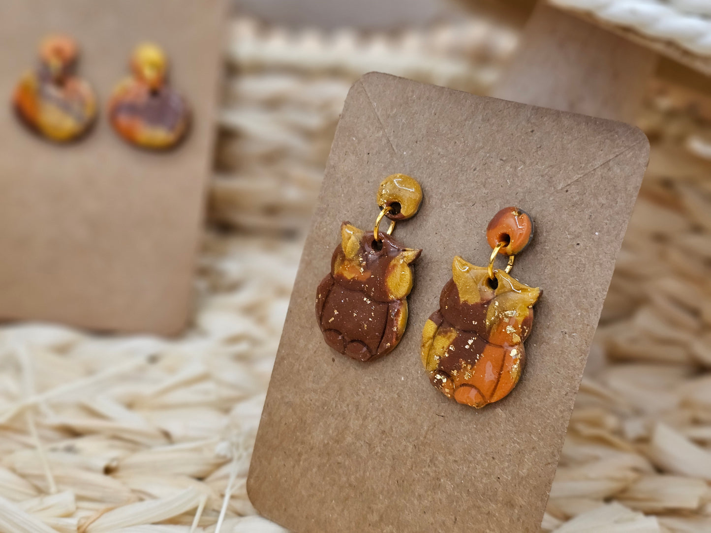 Pumpkin  - Mosaic Autumn #1 Polymer Clay Earrings