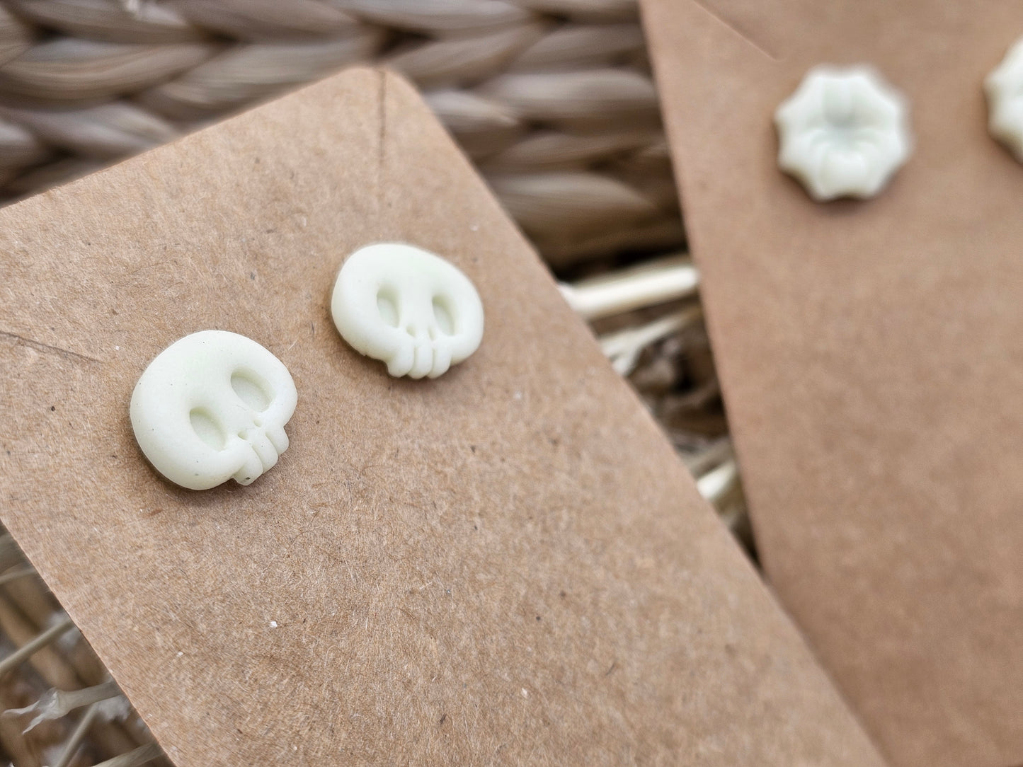 Spiderweb - Halloween Glow in the dark Studs Polymer Clay Earrings