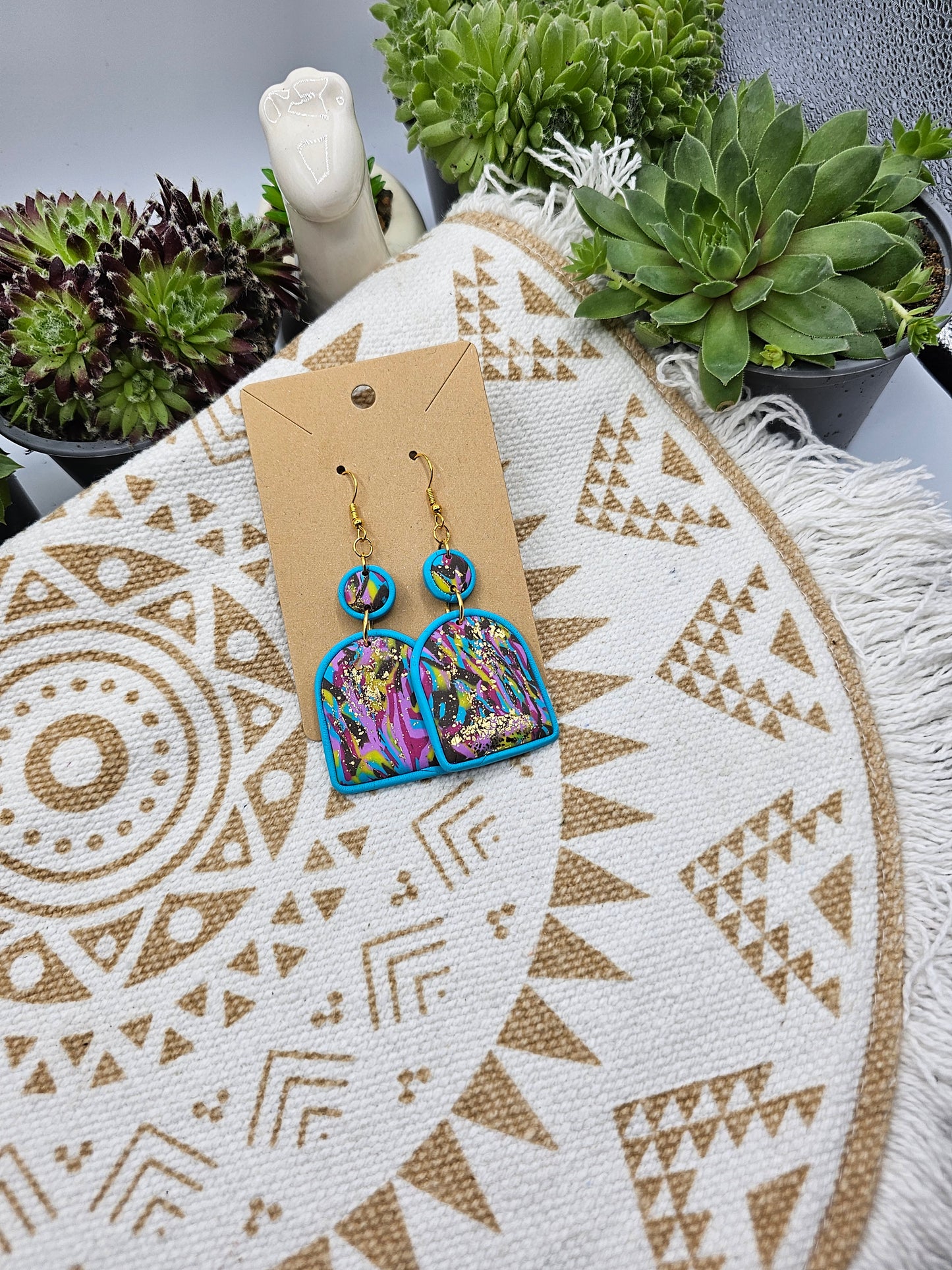 Polymer Clay Blue colourful Earrings