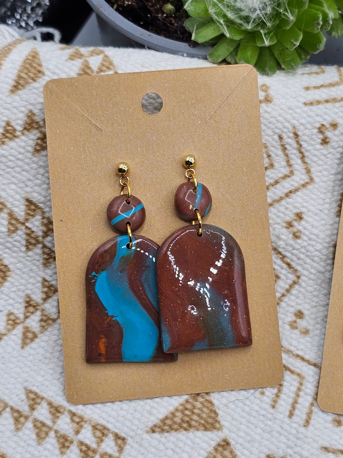 Polymer Clay Brown Blue Marble 3