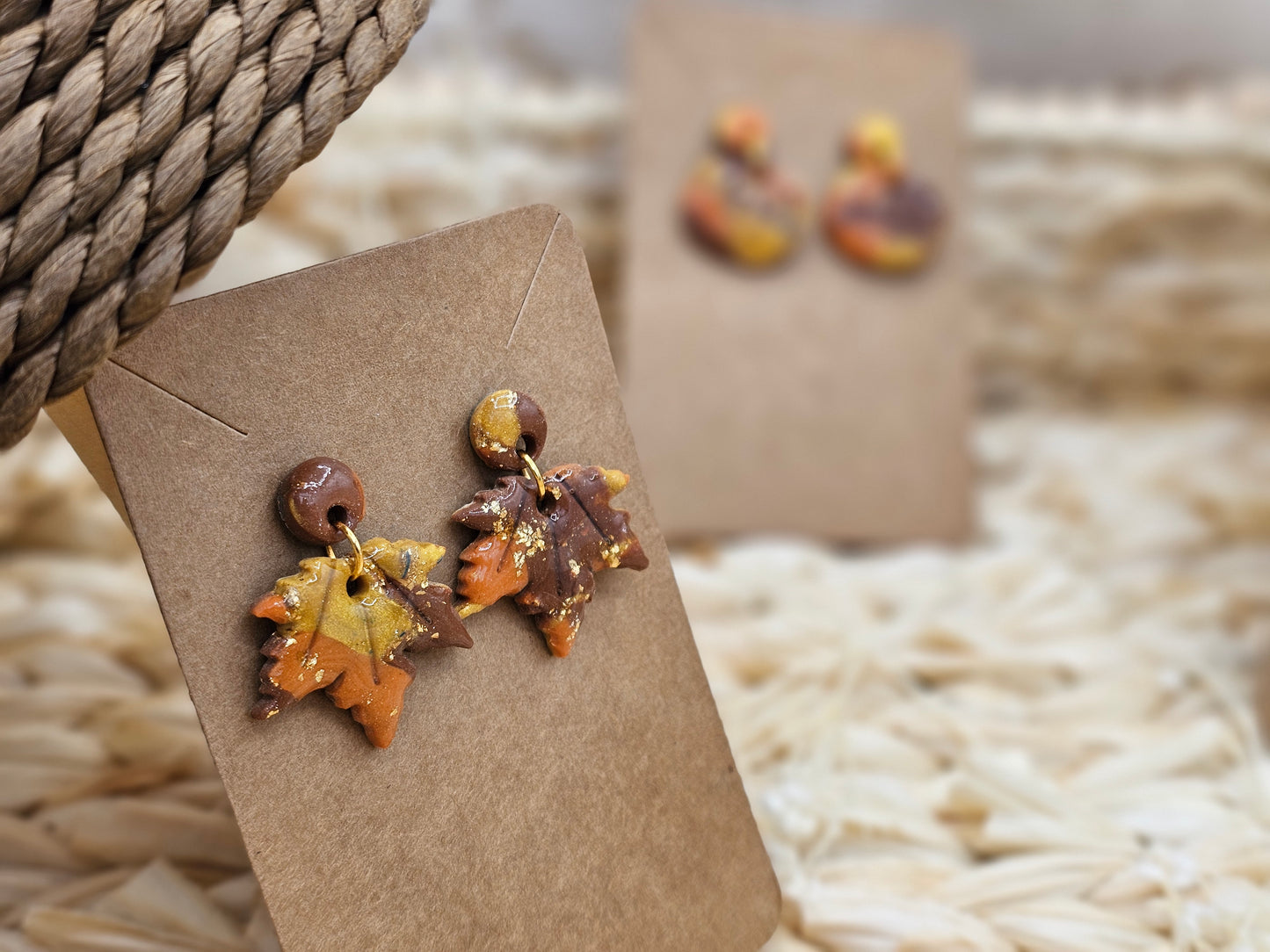 Owl - Mosaic Autumn #1 Polymer Clay Earrings