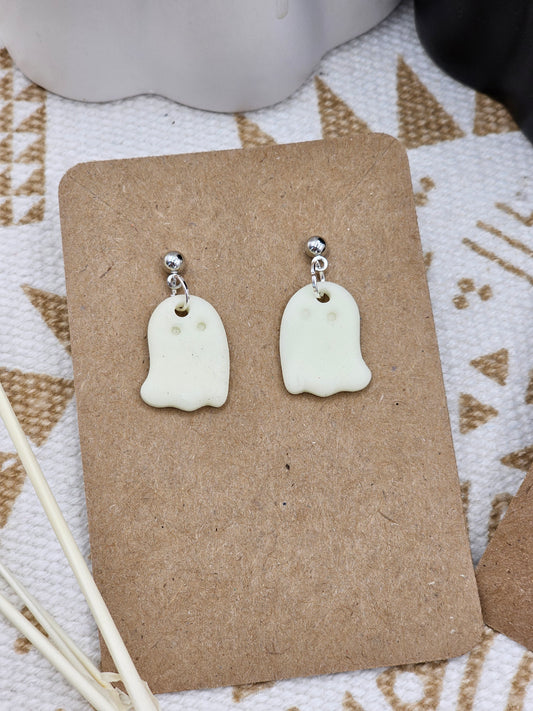 Ghost - Glow in the Dark - Halloween selection Polymer Clay Earrings