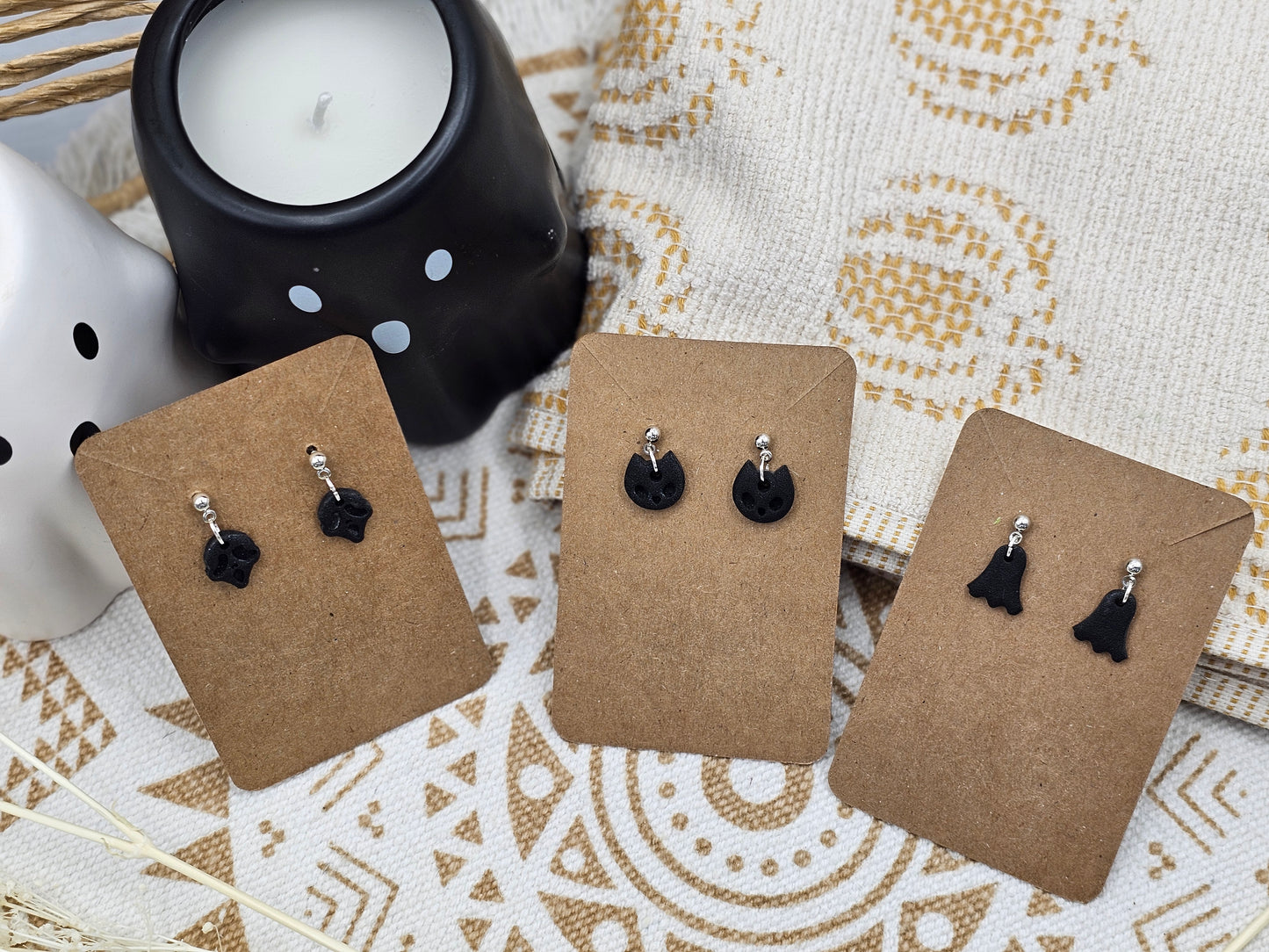 Black Cat Halloween selection Polymer Clay Earrings