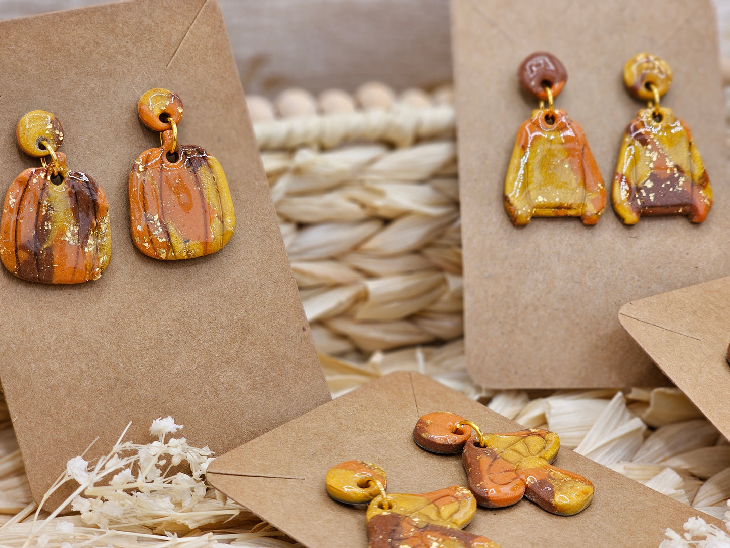 Acorn - Mosaic Autumn #2 Polymer Clay Earrings