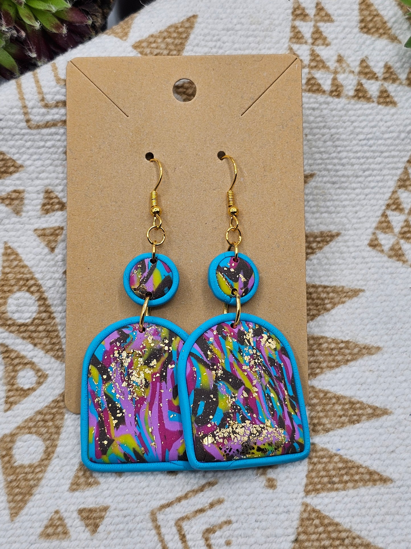 Polymer Clay Blue colourful Earrings