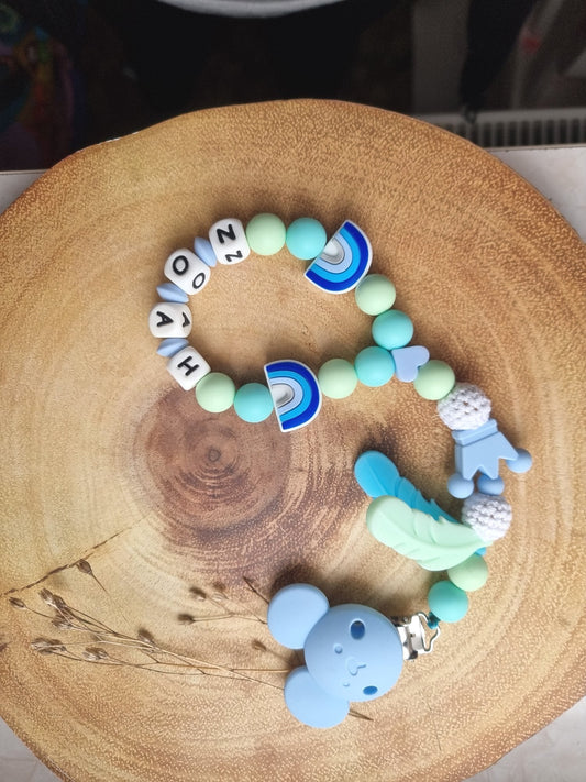 Silicone chain blue with rainbows