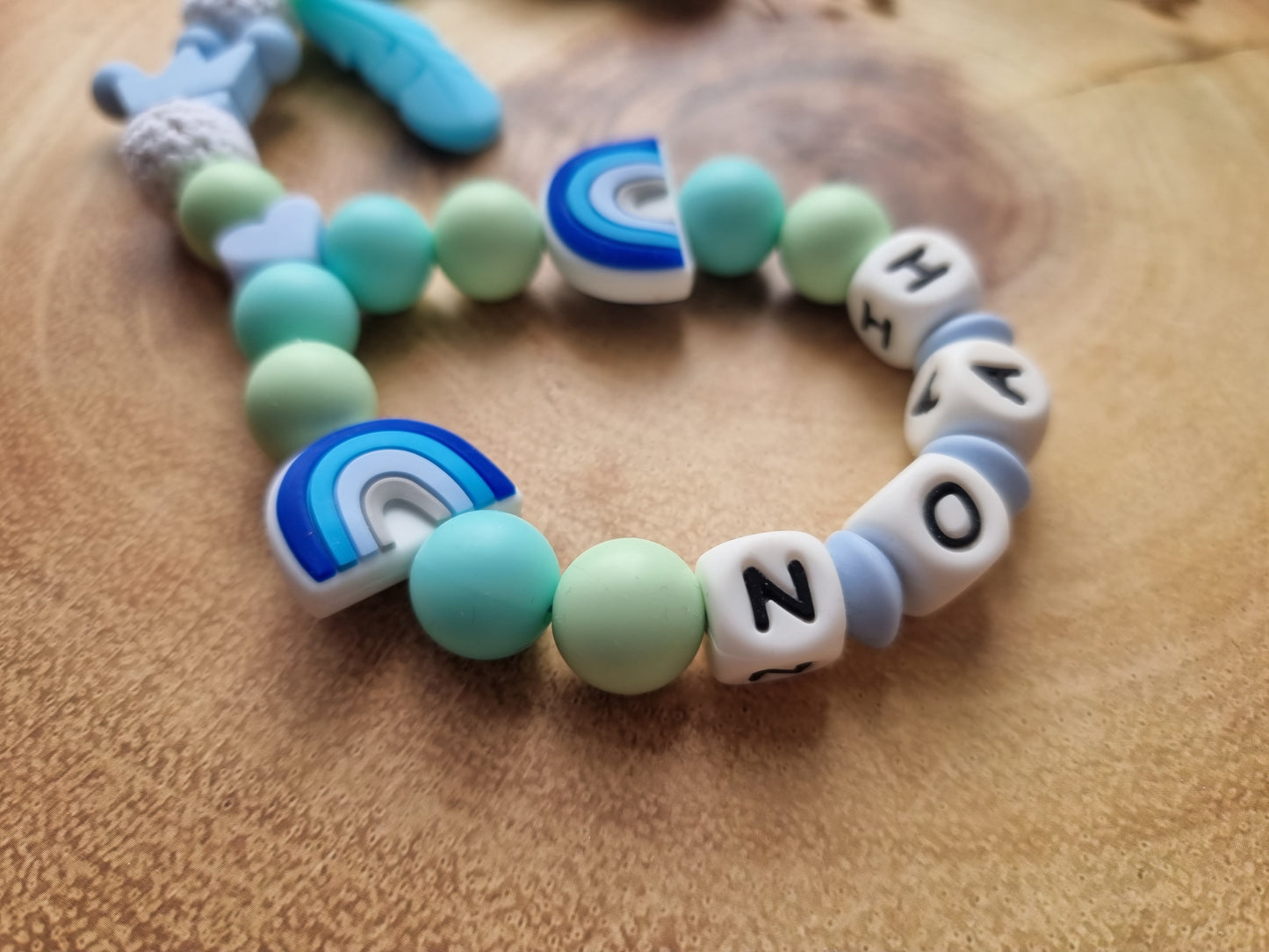 Silicone chain blue with rainbows