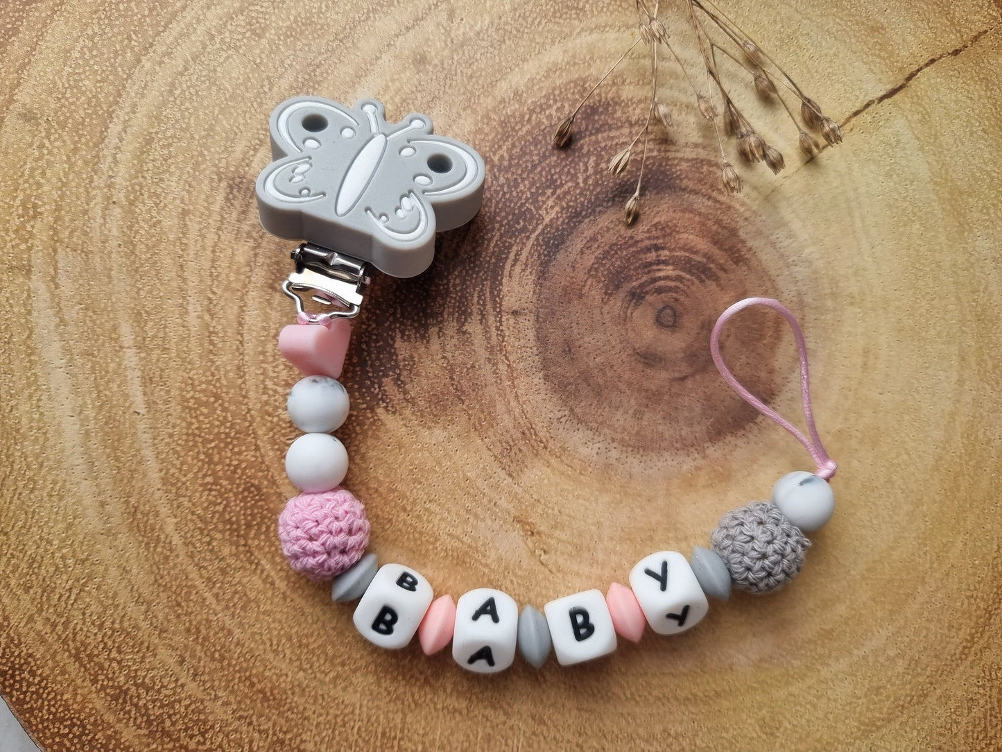 Pacifier Chain personalised Name Schnullerkette Name wählbar